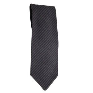 GIORGIO ARMANI CRAVATTE Tie 100% Wool - Diagonal Stripes Chocolate Brown & Black